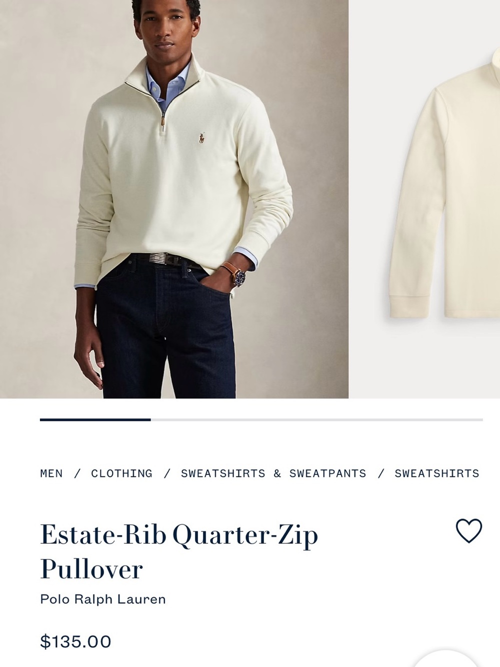 Polo by Ralph Lauren Cream Quarter-Zip Pullover